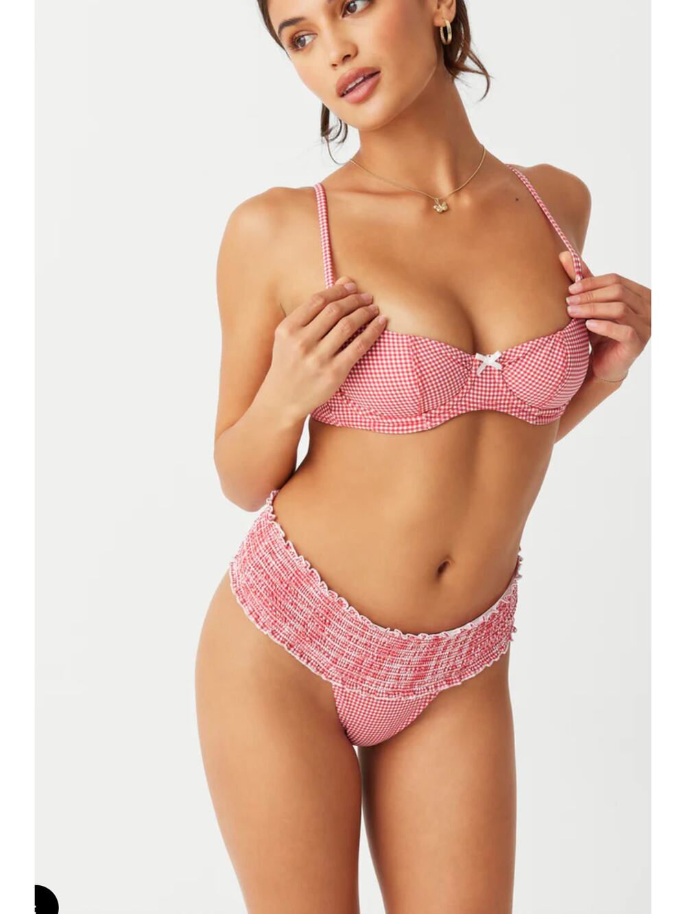 Frankies Bikinis Bikini XS Sofie Micro Bikini Bottom Gingham Ruffle Beach Pool